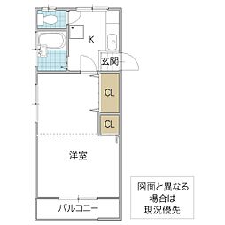 コーポ82 1Kの間取図画像