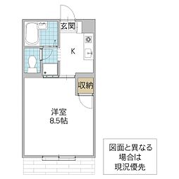 ウェストハイツ 1Kの間取図画像