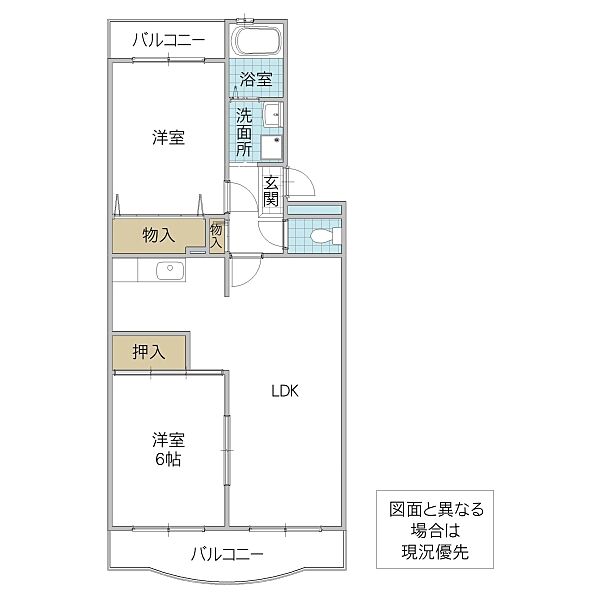 グレースヴィラ 302号室｜茨城県ひたちなか市大字稲田(賃貸マンション2LDK・3階・60.52㎡)の写真 その2