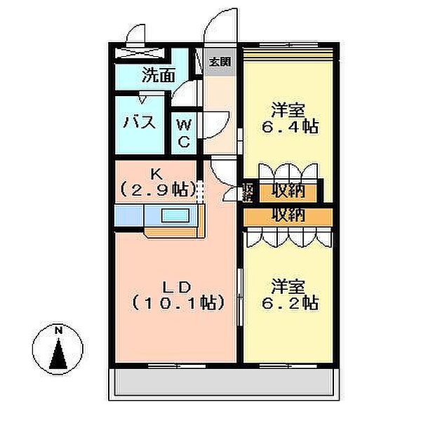 プティ・エトワール 205号室｜茨城県ひたちなか市大字武田(賃貸アパート2LDK・2階・57.85㎡)の写真 その2