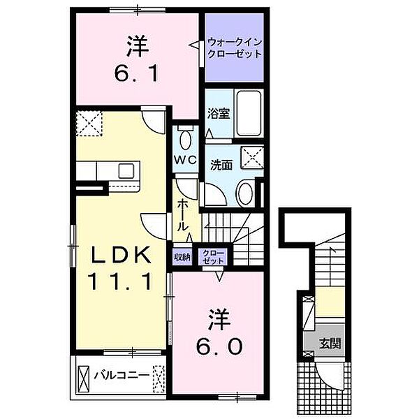 シャルマン酒門 R 201号室｜茨城県水戸市酒門町(賃貸アパート2LDK・2階・58.64㎡)の写真 その2