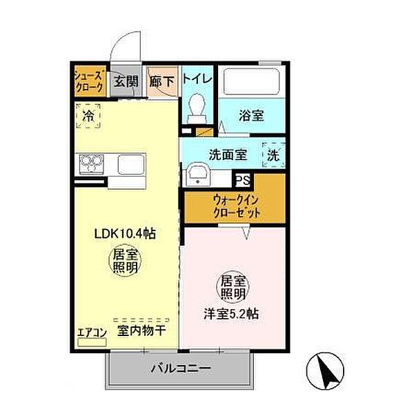 S-1 203号室｜茨城県水戸市酒門町(賃貸アパート1LDK・2階・40.07㎡)の写真 その2