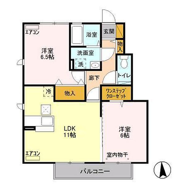 ヴェヌスト B 102号室｜茨城県水戸市姫子(賃貸アパート2LDK・1階・54.75㎡)の写真 その2