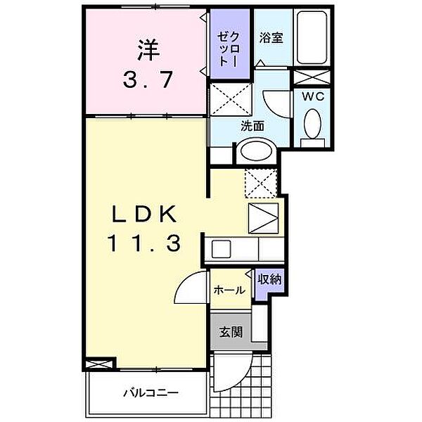 メゾン・ド・プレリー見川 A 102号室｜茨城県水戸市見川町(賃貸アパート1LDK・1階・37.13㎡)の写真 その2