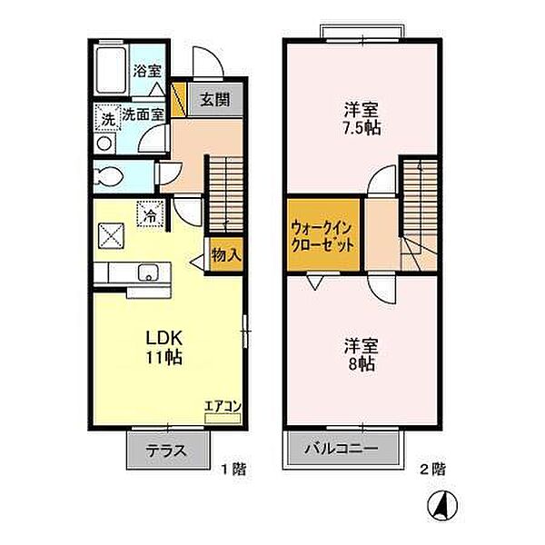 メゾンローズ 103号室｜茨城県水戸市姫子(賃貸テラスハウス2LDK・--・65.59㎡)の写真 その2