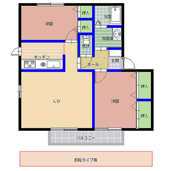 メゾン・シャルム G 101号室｜茨城県水戸市渡里町(賃貸アパート2LDK・1階・53.25㎡)の写真 その2