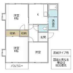 アークガーデン千波A-2 3Kの間取図画像