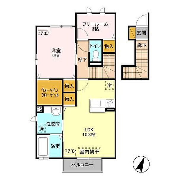 イーズサンモール 202号室｜茨城県水戸市常磐町(賃貸アパート1SLDK・2階・54.90㎡)の写真 その2