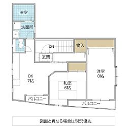 リバティ三の丸 2DKの間取図画像