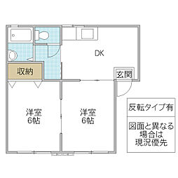 コーポ緑A 2DKの間取図画像