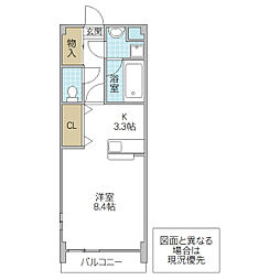 サザンテラス不二美荘 ワンルームの間取図画像