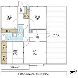 ヴェル・ドゥワイエ千波湖ポプラ館 3LDKの間取図画像