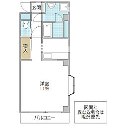 RiverSide村山 ワンルームの間取図画像