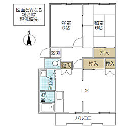 勝田プリンスマンションA 2LDKの間取図画像