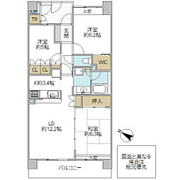 サーパス上水戸中央 8階3LDKの間取り