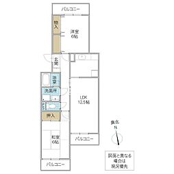 サンガーデンA 2LDKの間取図画像
