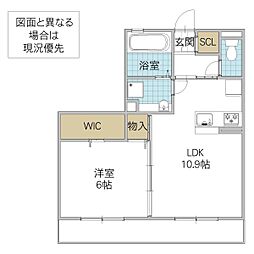 プレミスト東石川 3階1LDKの間取り