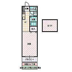 ウィンズフィールド D 2階ワンルームの間取り