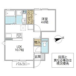 アーバンスクエア 1階1LDKの間取り