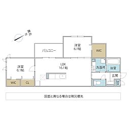 シスネス姫子 1階2LDKの間取り