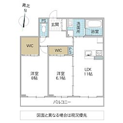 プルミエール 203号室 2階2LDKの間取り