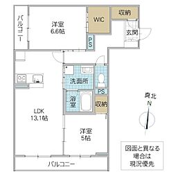 プルミエール 201号室 2階2LDKの間取り
