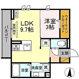 メゾングレイス 3階1LDKの間取り