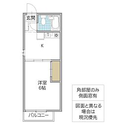 グレースタワー城南 1Kの間取図画像