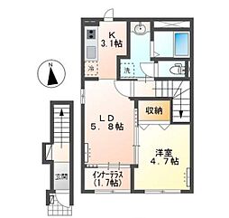 marge 2階1LDKの間取り