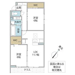 プロスター元山町 103号室 1階2LDKの間取り