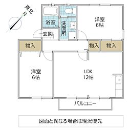 シェーンヴィラ A棟 1階2LDKの間取り