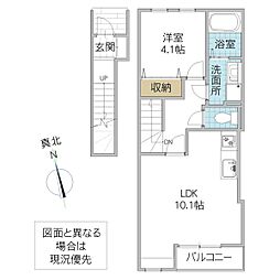 Vent Vert 2階1LDKの間取り