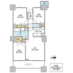 センチュリー水戸サウスゲートタワー 12階3LDKの間取り