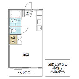 パレットハイツ 2階ワンルームの間取り
