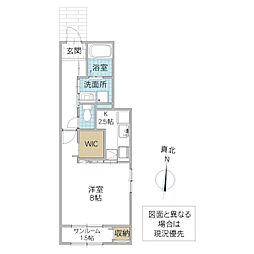 メルスィ 1階1Kの間取り