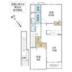 アルメリアA 2LDKの間取図画像