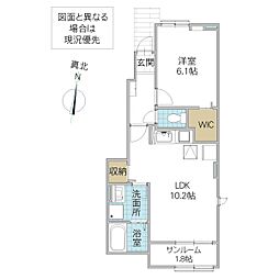 アヴニールA 1LDKの間取図画像