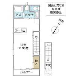 レーガベーネ渡里 2階ワンルームの間取り