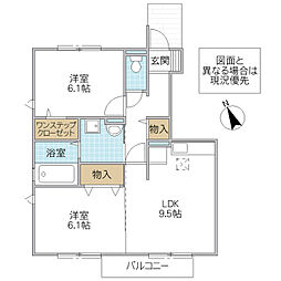 パークドプランタンG 2DKの間取図画像