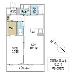 ヴィアソーレ 1階1LDKの間取り