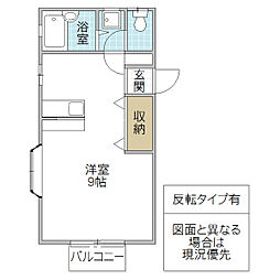 ファミール A棟 1階ワンルームの間取り