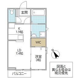 コンフォートS 2階1SKの間取り