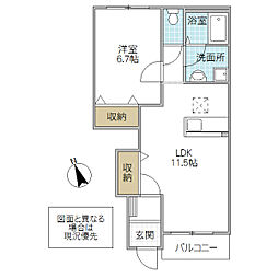 wood queen 1階1LDKの間取り