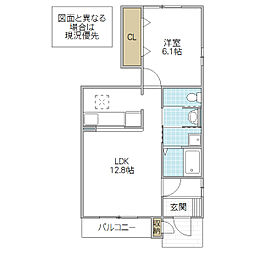 ポライトリー A 1階1LDKの間取り