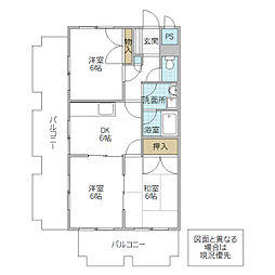 トワメゾン水戸B 3DKの間取図画像
