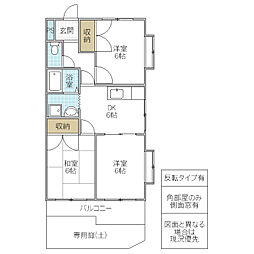フォーライフ見川 3DKの間取図画像