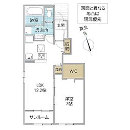 ミルト・フィーレ 1階1LDKの間取り