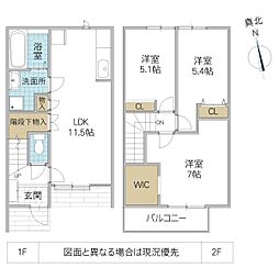 Histoire II 105号室 2階3LDKの間取り