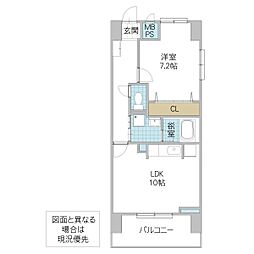 アーデントハウス元吉田 3階1LDKの間取り