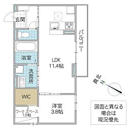 ウエストパーク水戸A棟 1LDKの間取図画像